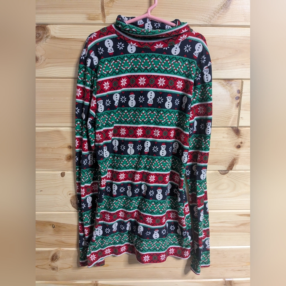 Women Sz? Winter Turtleneck Snowmen Holiday Christmas Long sleeve Shirt Stretchy